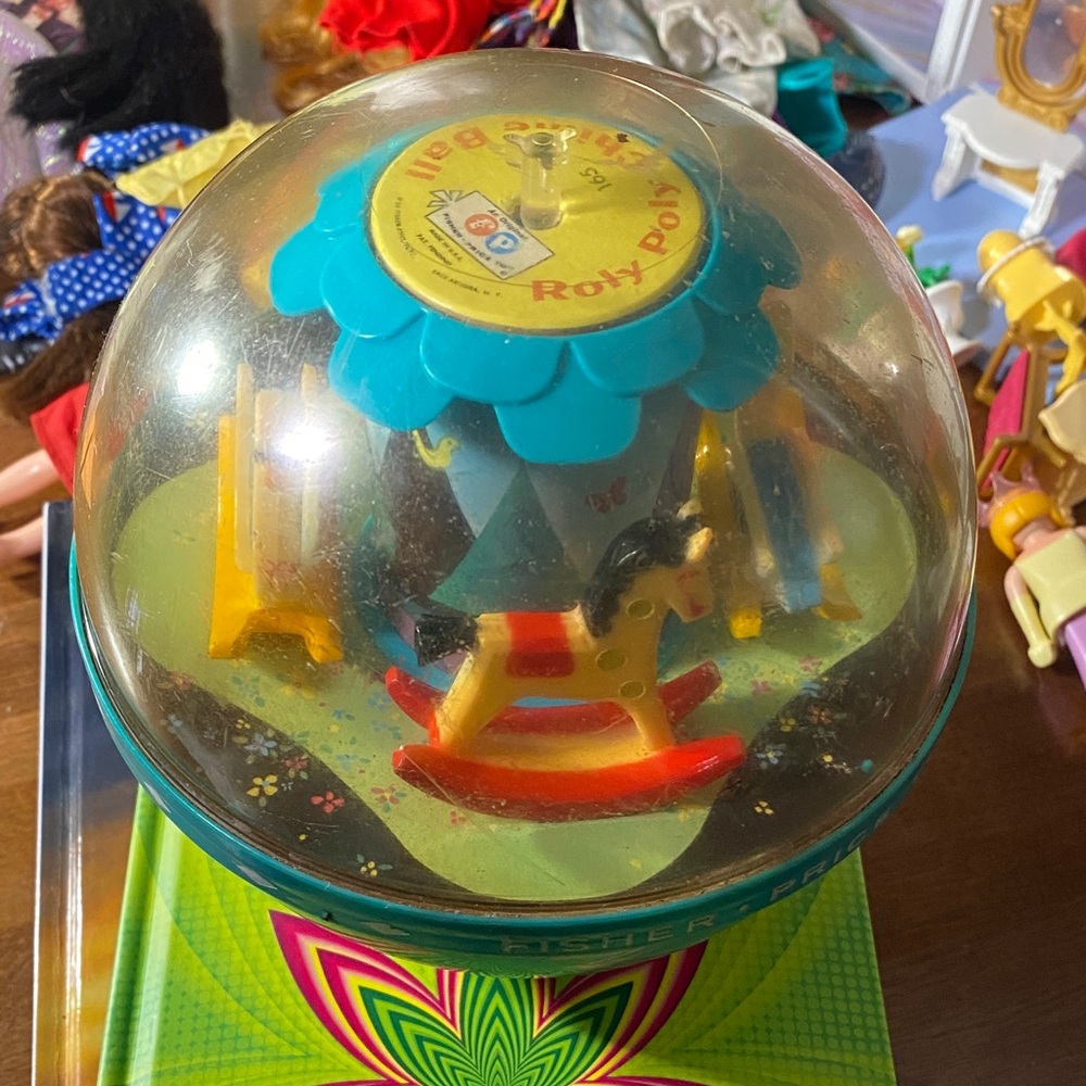 Vintage Fisher-Price Roly Poly Chime Ball Baby for toy Carousel - 1966 works